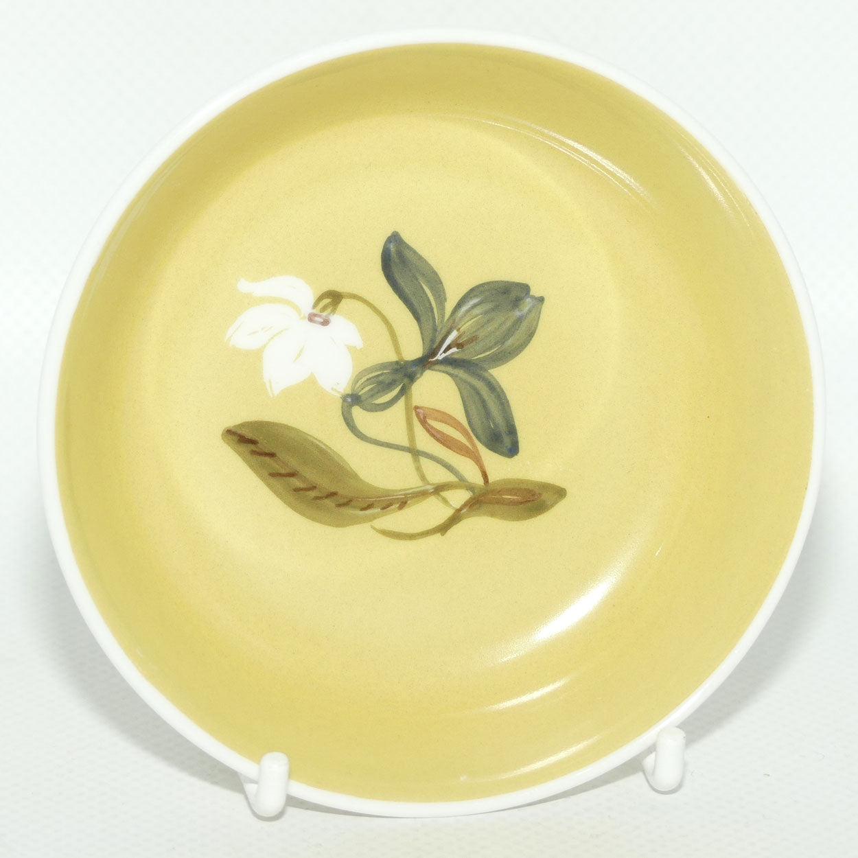 Susie Cooper butter dish | White Flower on Mustard Ground