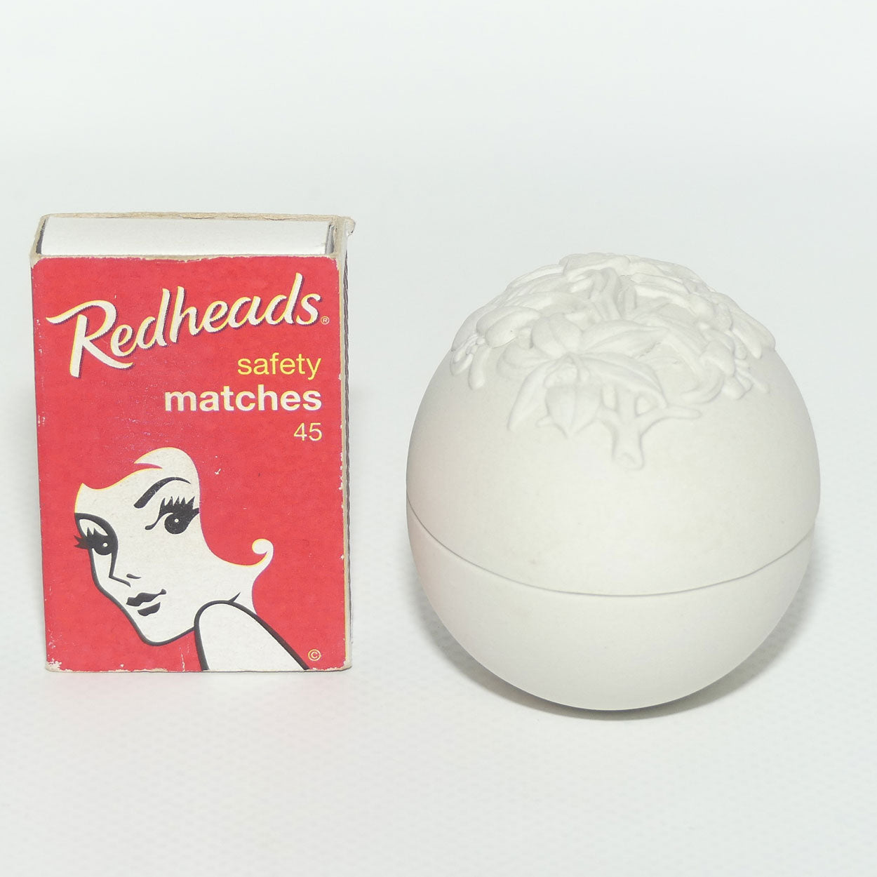 Wedgwood Jasper | White on White | White Lilies Egg shape trinket box