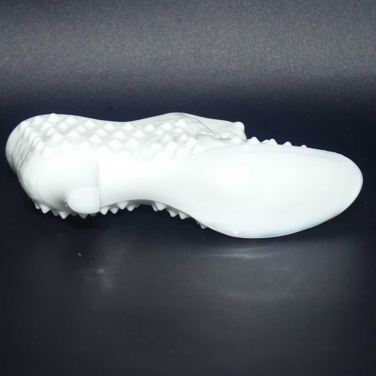Fenton Glass White Hobnail cat slipper