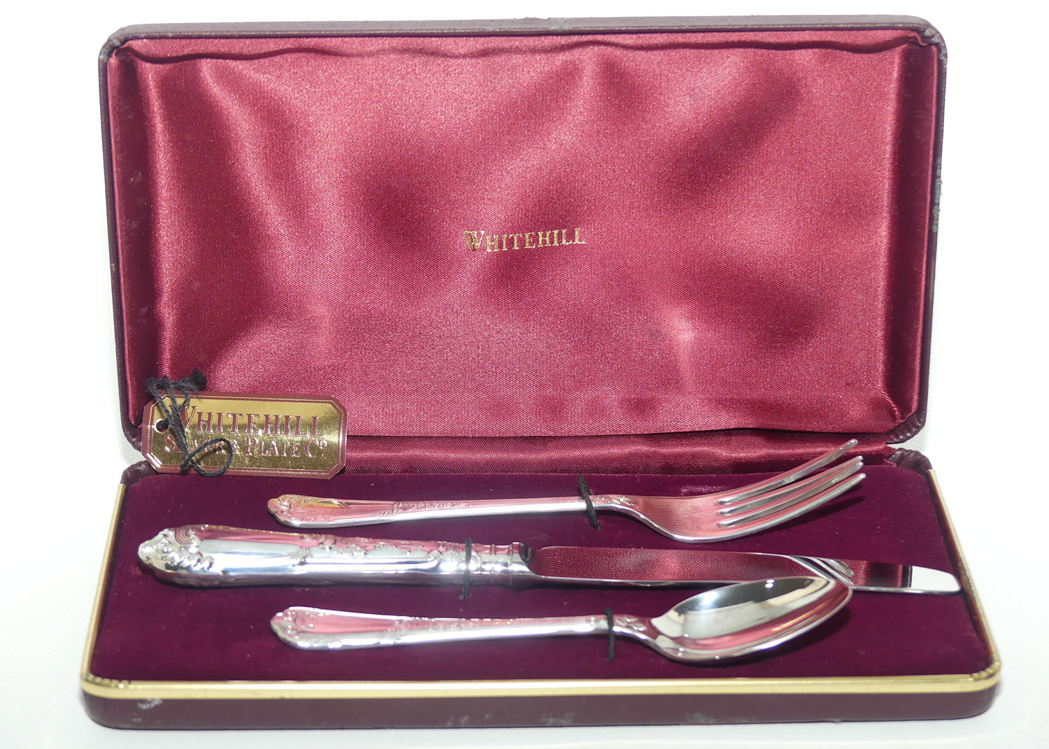 Boxed 3 piece Silver Plate Christening Set | Whitehill Silver Plate