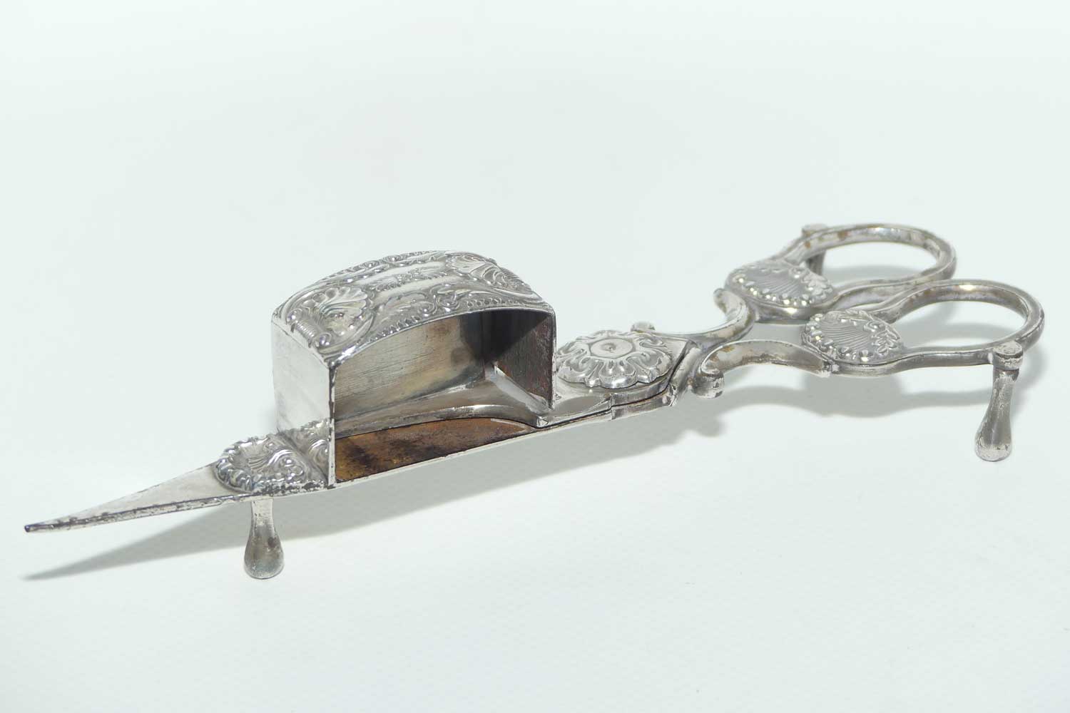 Mid Victorian era pair of Silver Plate Wick trimmers | Kings pattern