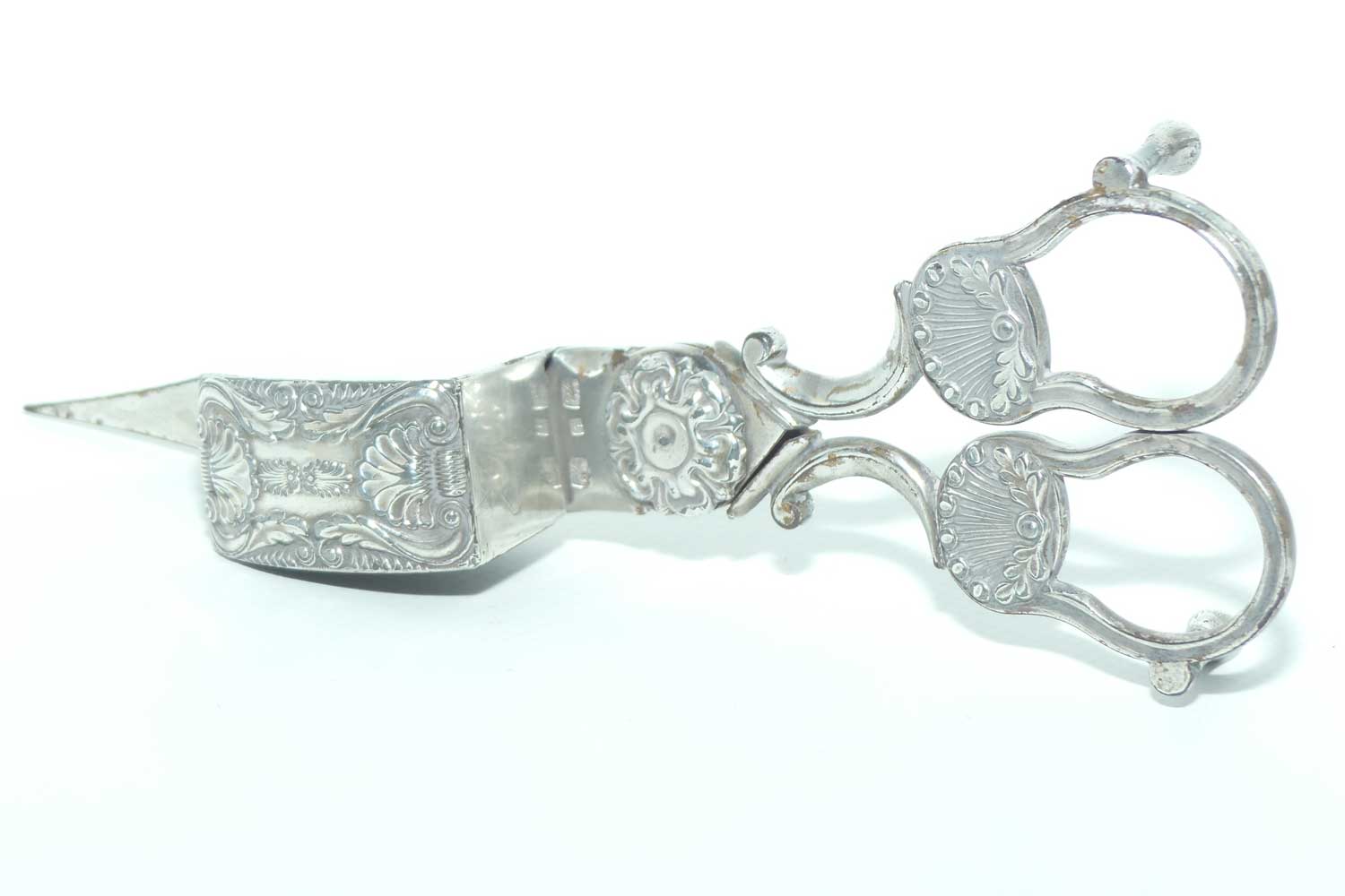 Mid Victorian era pair of Silver Plate Wick trimmers | Kings pattern