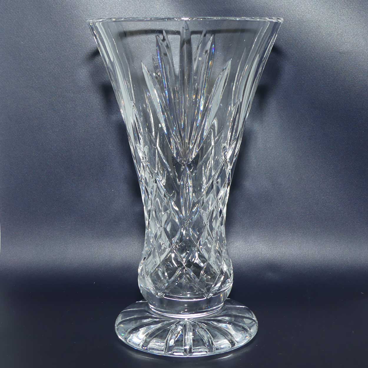 Bohemian Crystal vase | flaired shape with wide base | 24cm