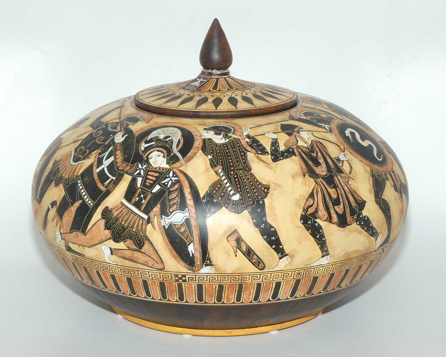 Superb Greek replica Lidded Pot 455BC by Sakis | Depicts Trojan war