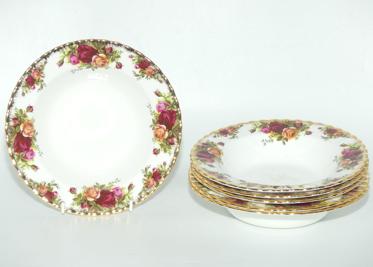 Royal Albert Bone China England Old Country Roses Wide Rim Bowl | Set of 6 | Early Backstamp
