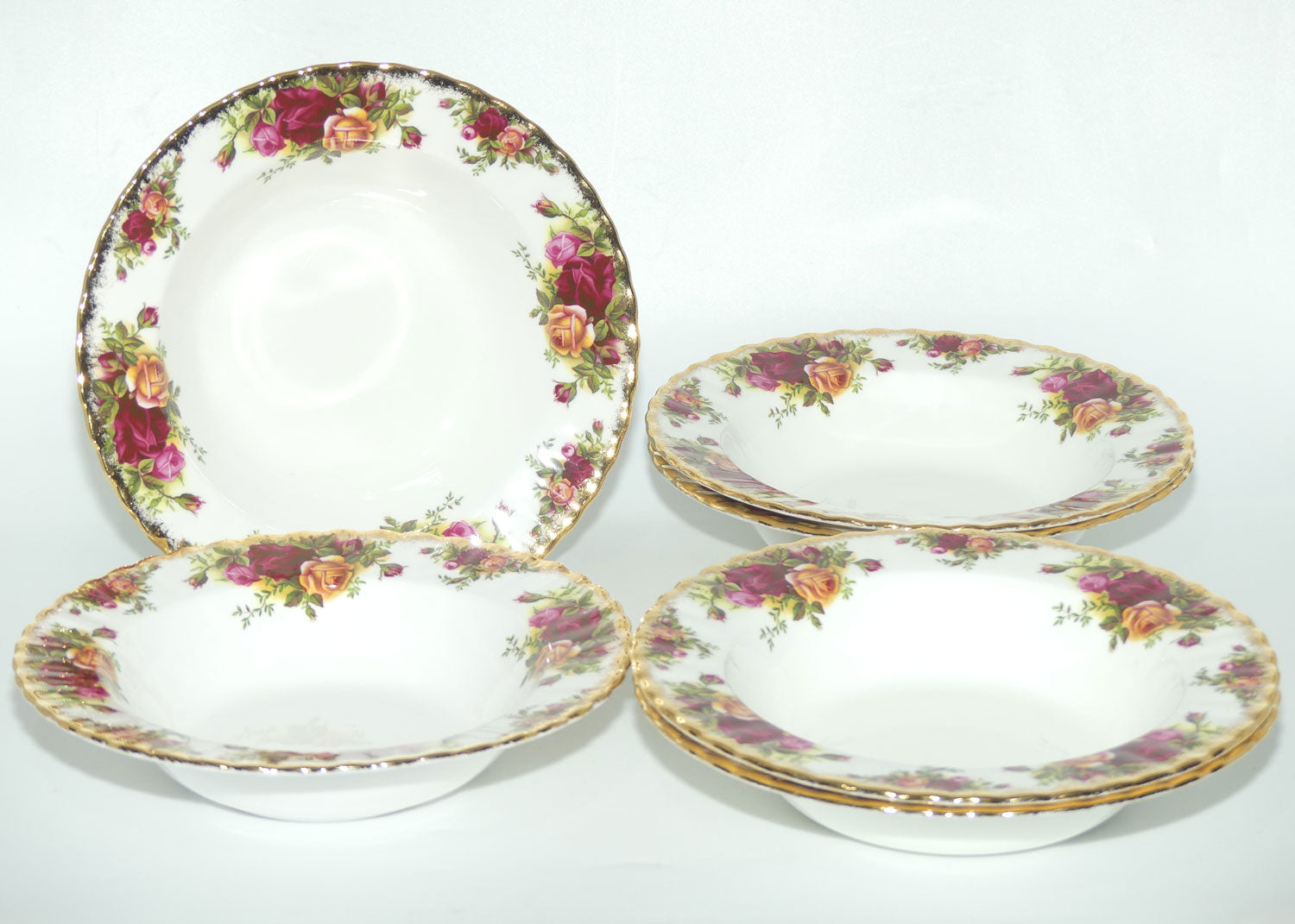 Royal Albert Bone China England Old Country Roses Wide Rim Bowl | Set of 6 | Early Backstamp