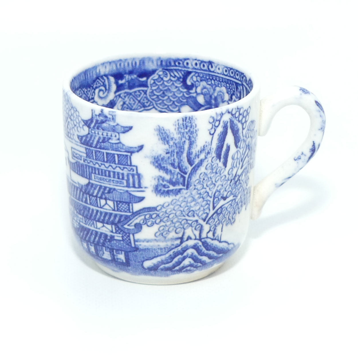 W Ridgways Semi China Old Willow pattern coffee duo