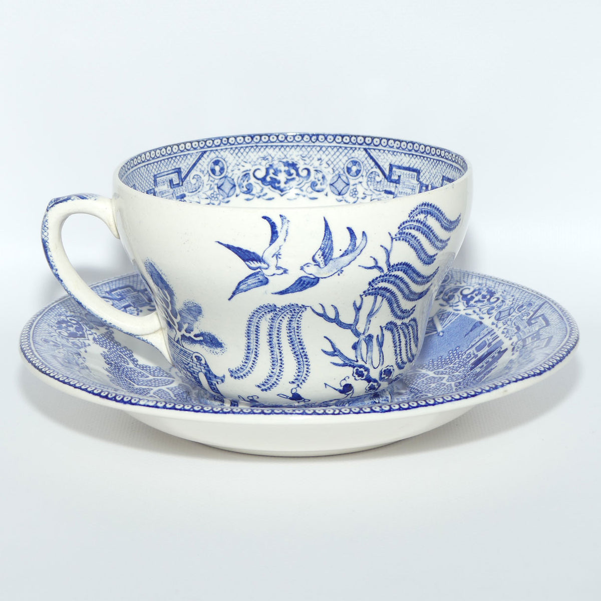 Maling Old Willow pattern Grandfather cup and saucer | Holds 500ml