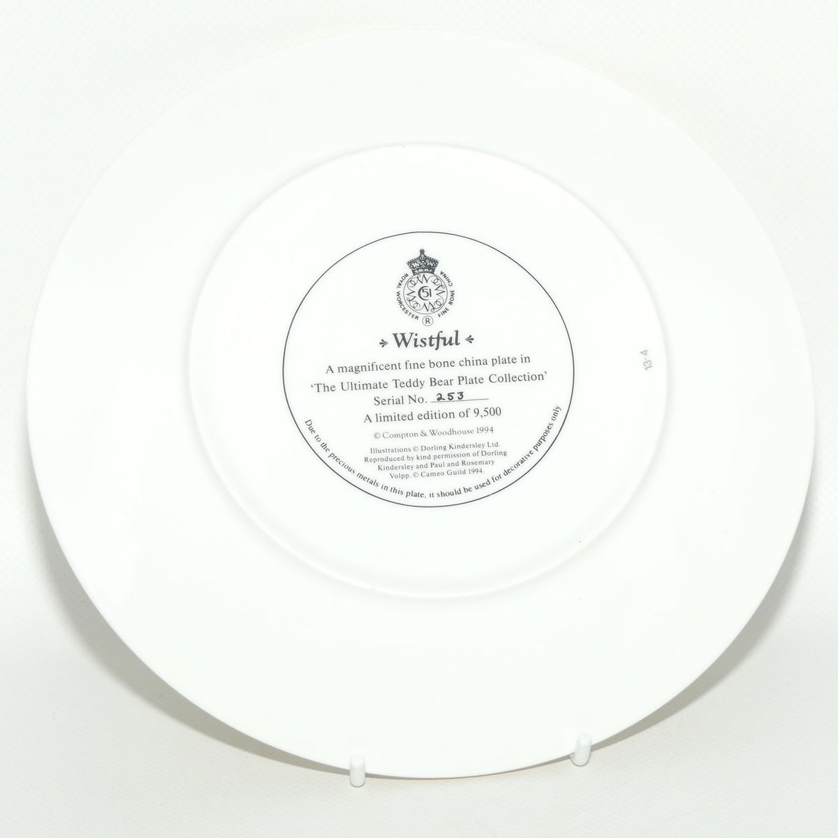 Royal Worcester The Ultimate Teddy Bear Plate Collection | Wistful | boxed
