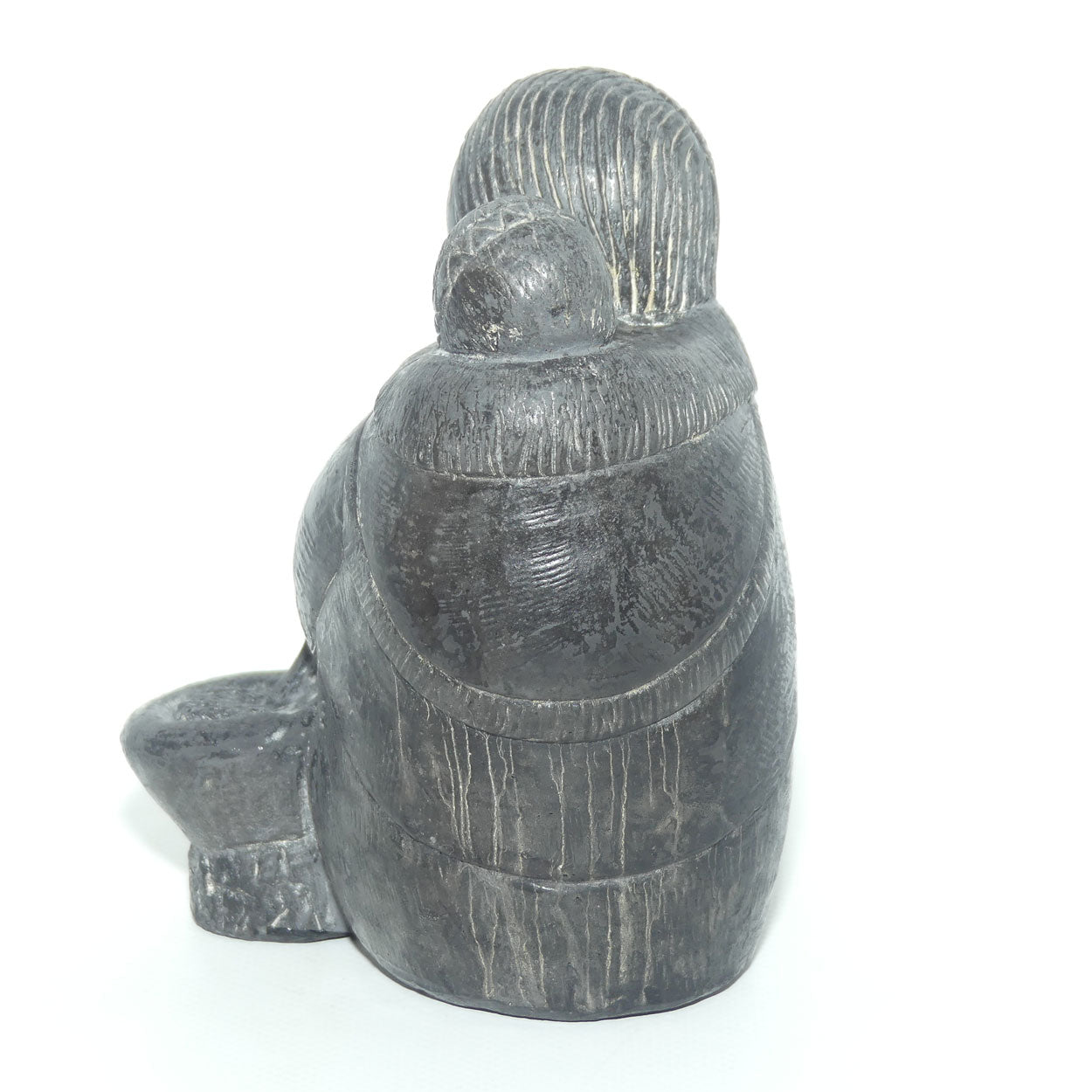 The Wolf Sculptures | Inuit Stone Carving | Eskimo Mother and Child | signed