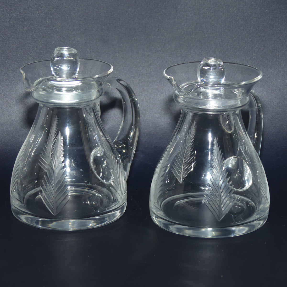 Stuart Crystal Woodchester pair of mint jugs