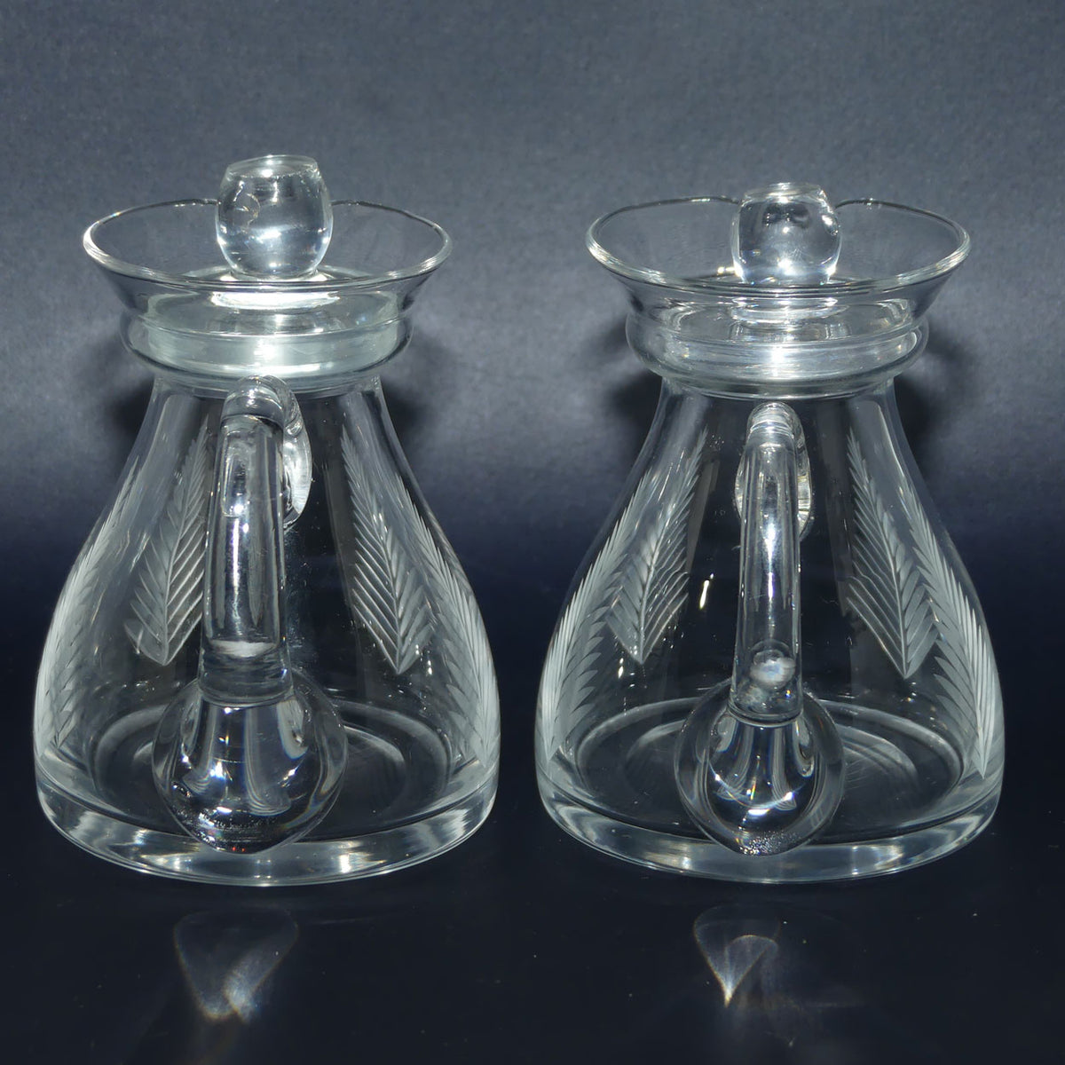 Stuart Crystal Woodchester pair of mint jugs