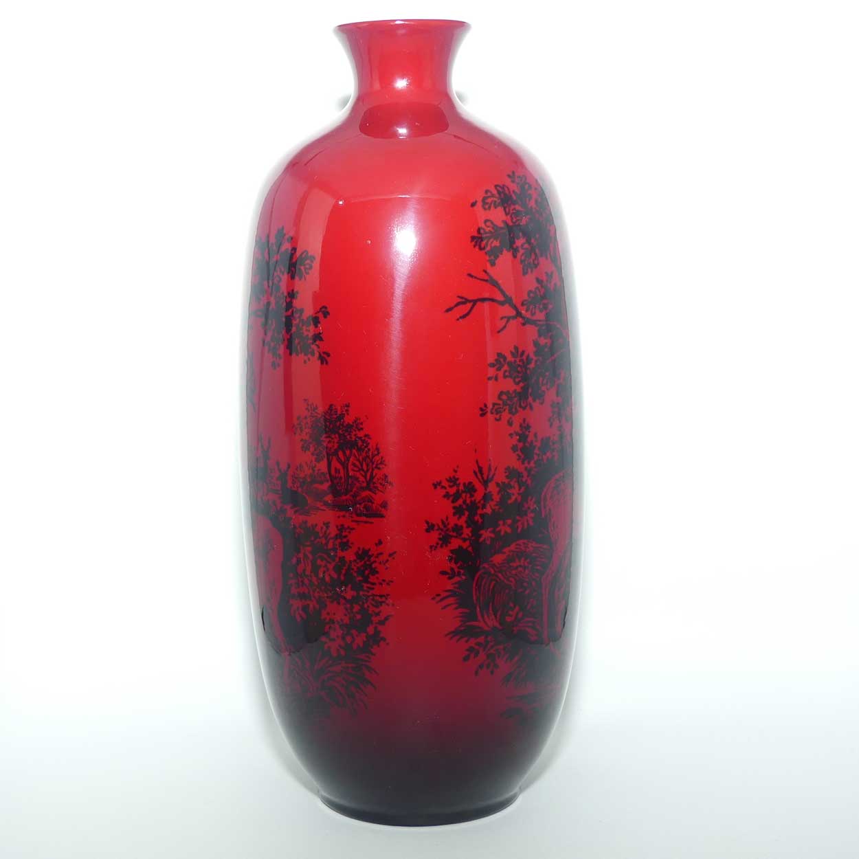 Royal Doulton Flambe Woodcut Highland Deer tall vase | Shape 1619