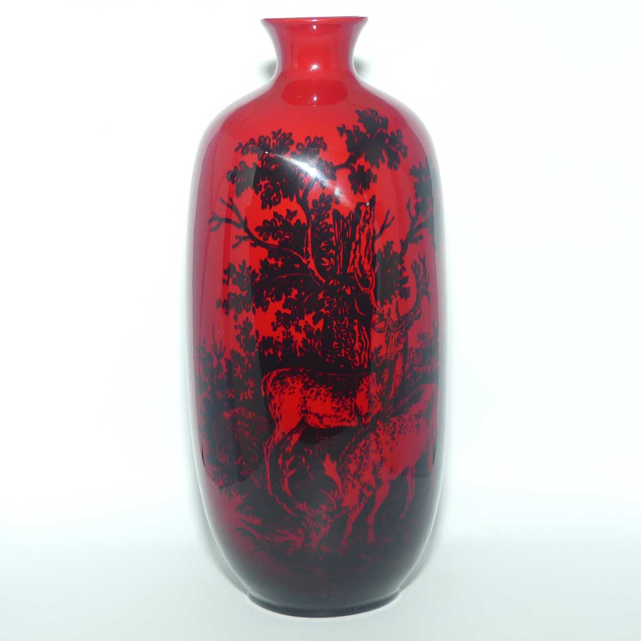Royal Doulton Flambe Woodcut Highland Deer tall vase | Shape 1619 | #2