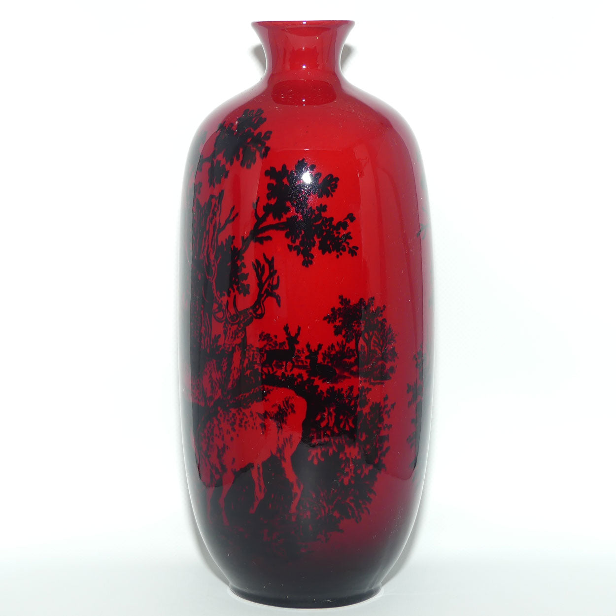 Royal Doulton Flambe Woodcut Highland Deer tall vase | Shape 1619 | #2