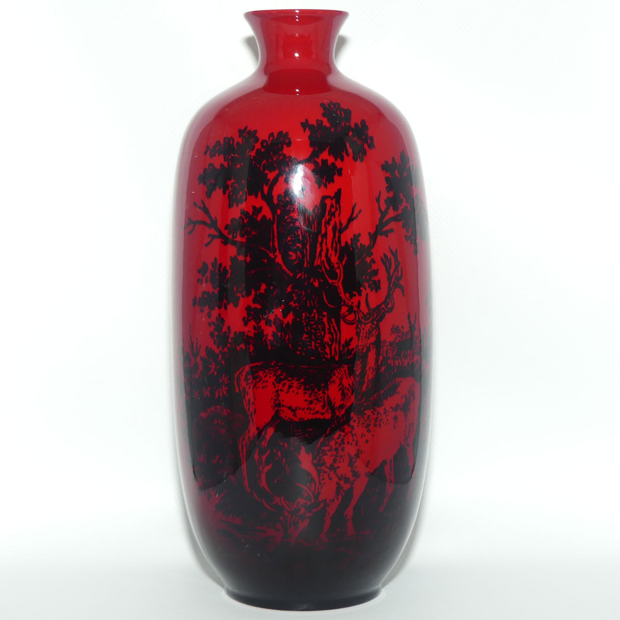 Royal Doulton Flambe Woodcut Highland Deer tall vase | Shape 1619 | #2