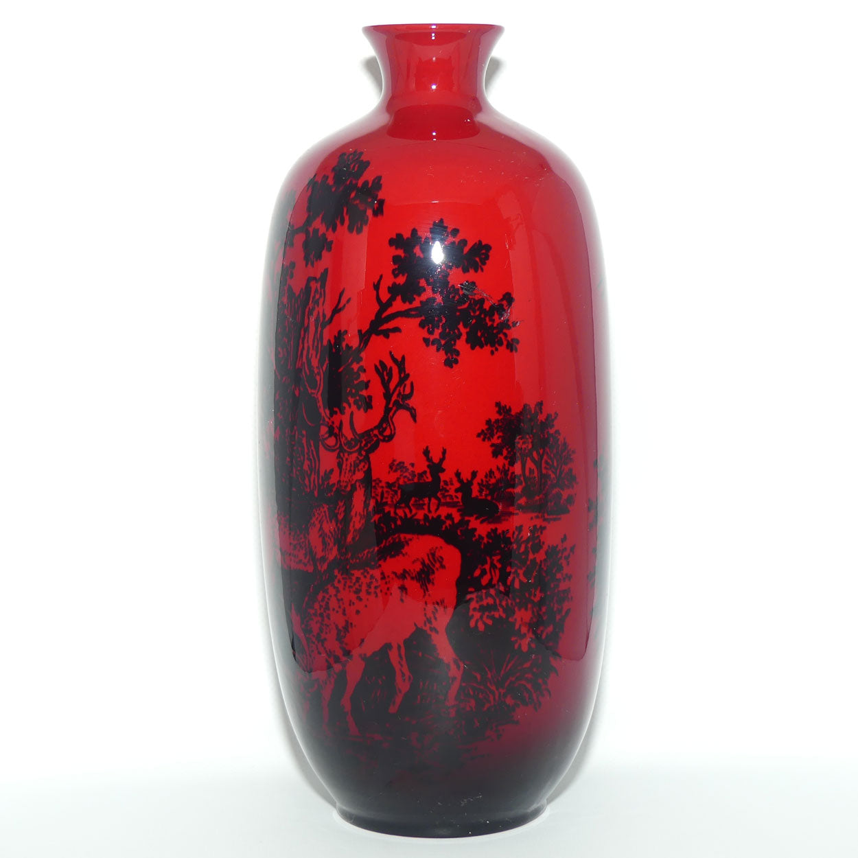 Royal Doulton Flambe Woodcut Highland Deer tall vase | Shape 1619 | #2