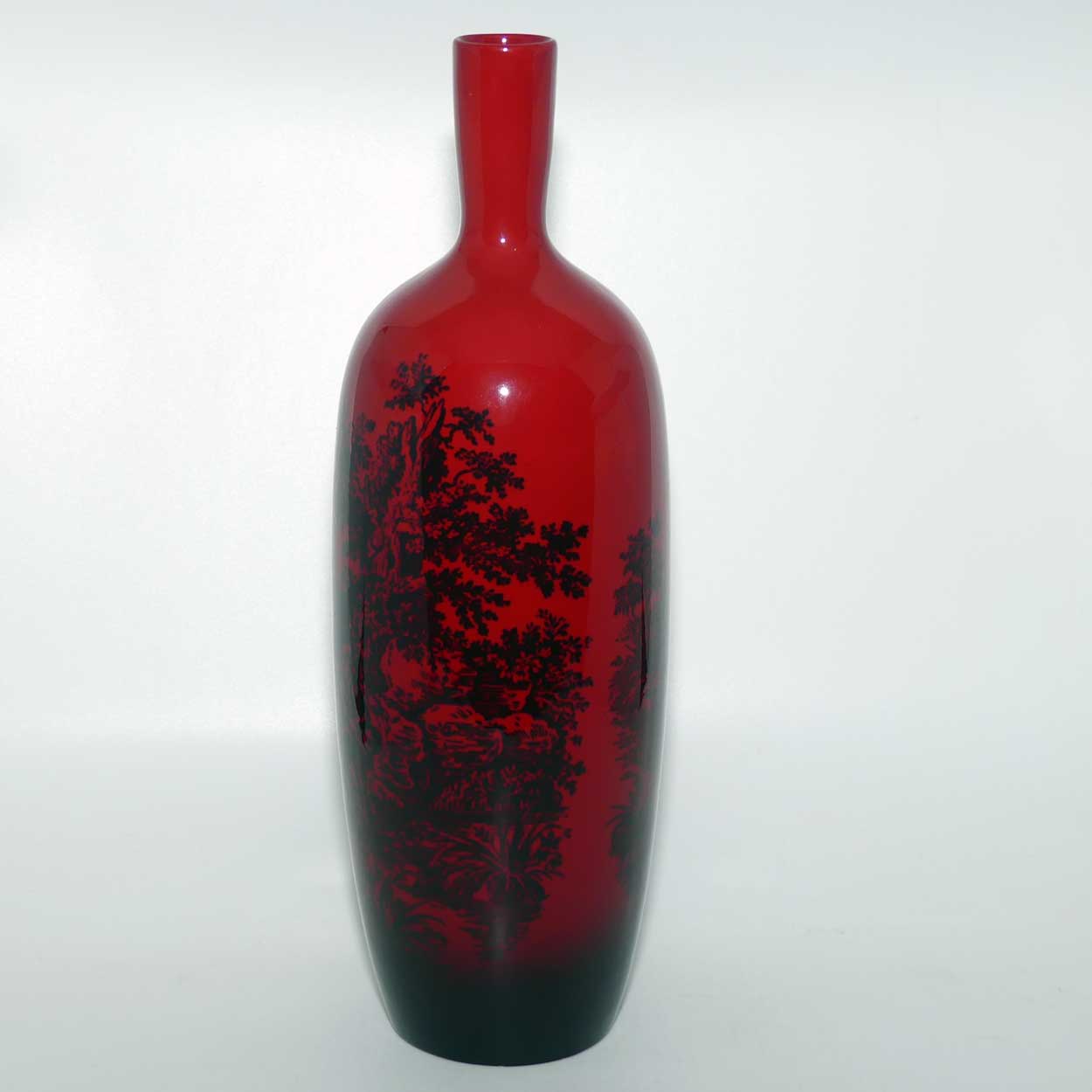 Royal Doulton Flambe Woodcut 1617 Poacher tall vase