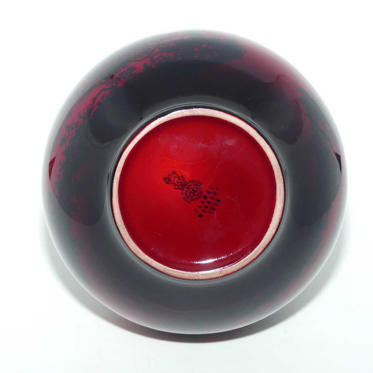 Royal Doulton Flambe Woodcut 1618 Coach Scene onion shape vase