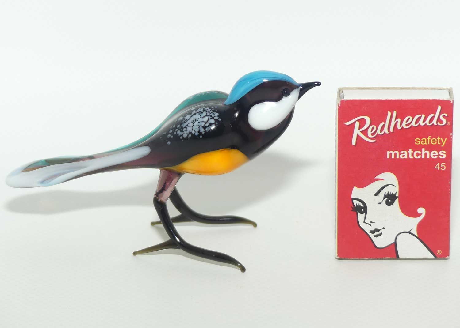 Fine quality Russian Lampwork Glass Wren figure