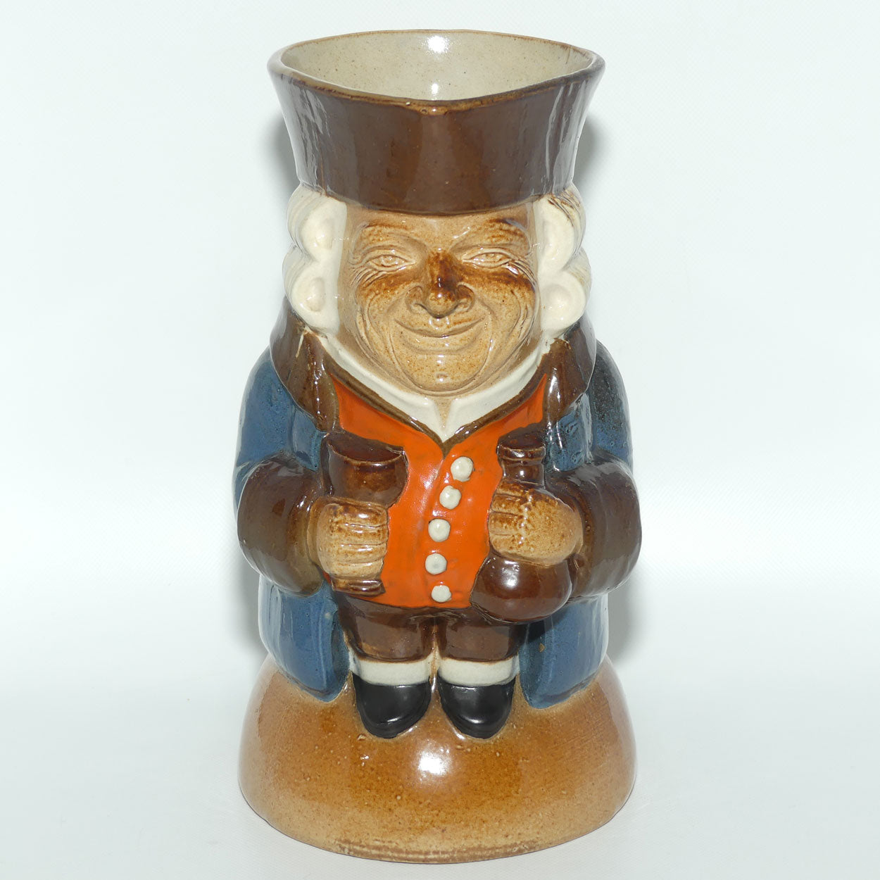 X8572 Royal Doulton Lambeth Harry Simeon The Standing Man Large toby | Smiling Face, Orange Waistcoat, Blue Jacket