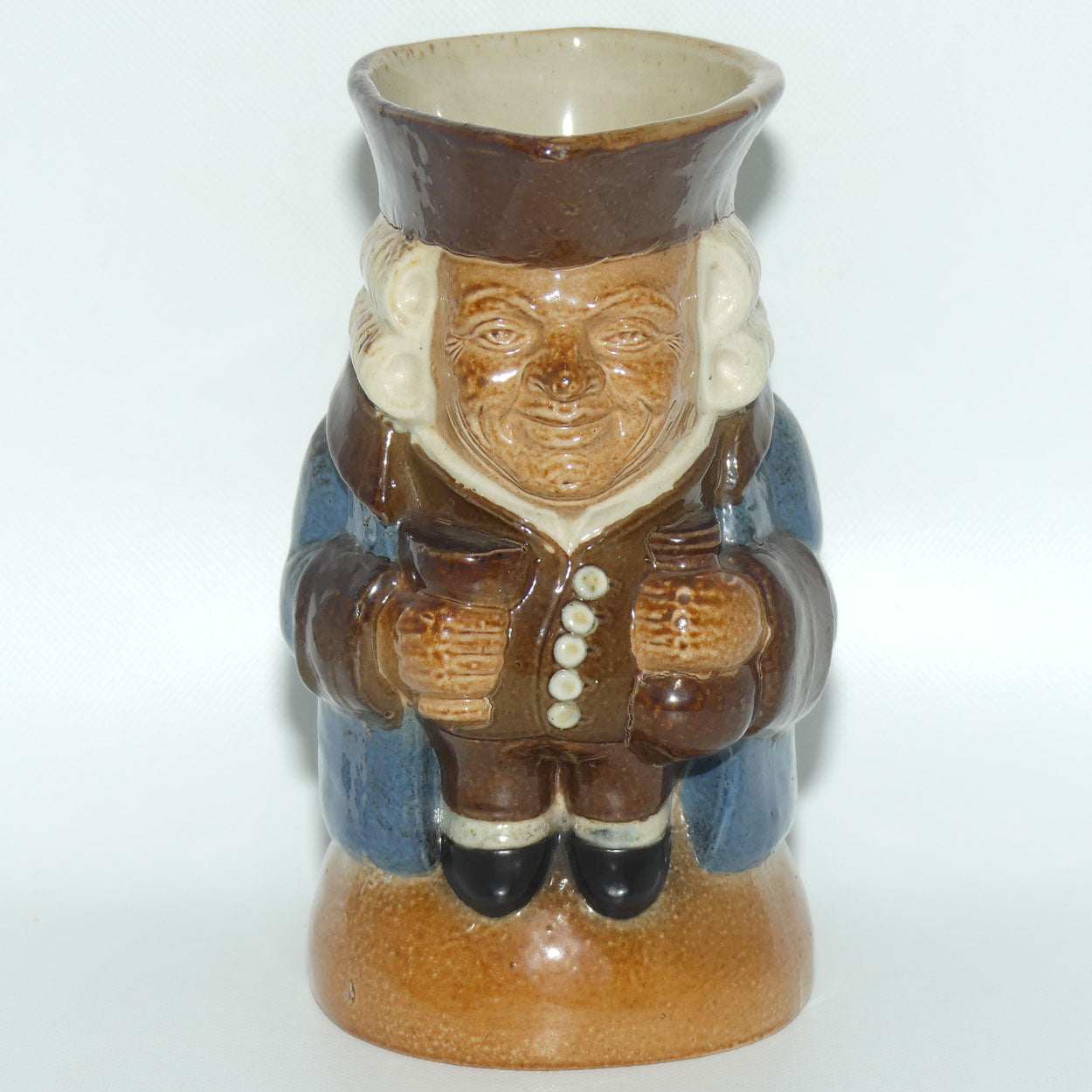X8572 Royal Doulton Lambeth Harry Simeon The Standing Man Medium toby | Smiling Face, Brown Waistcoat, Blue Jacket