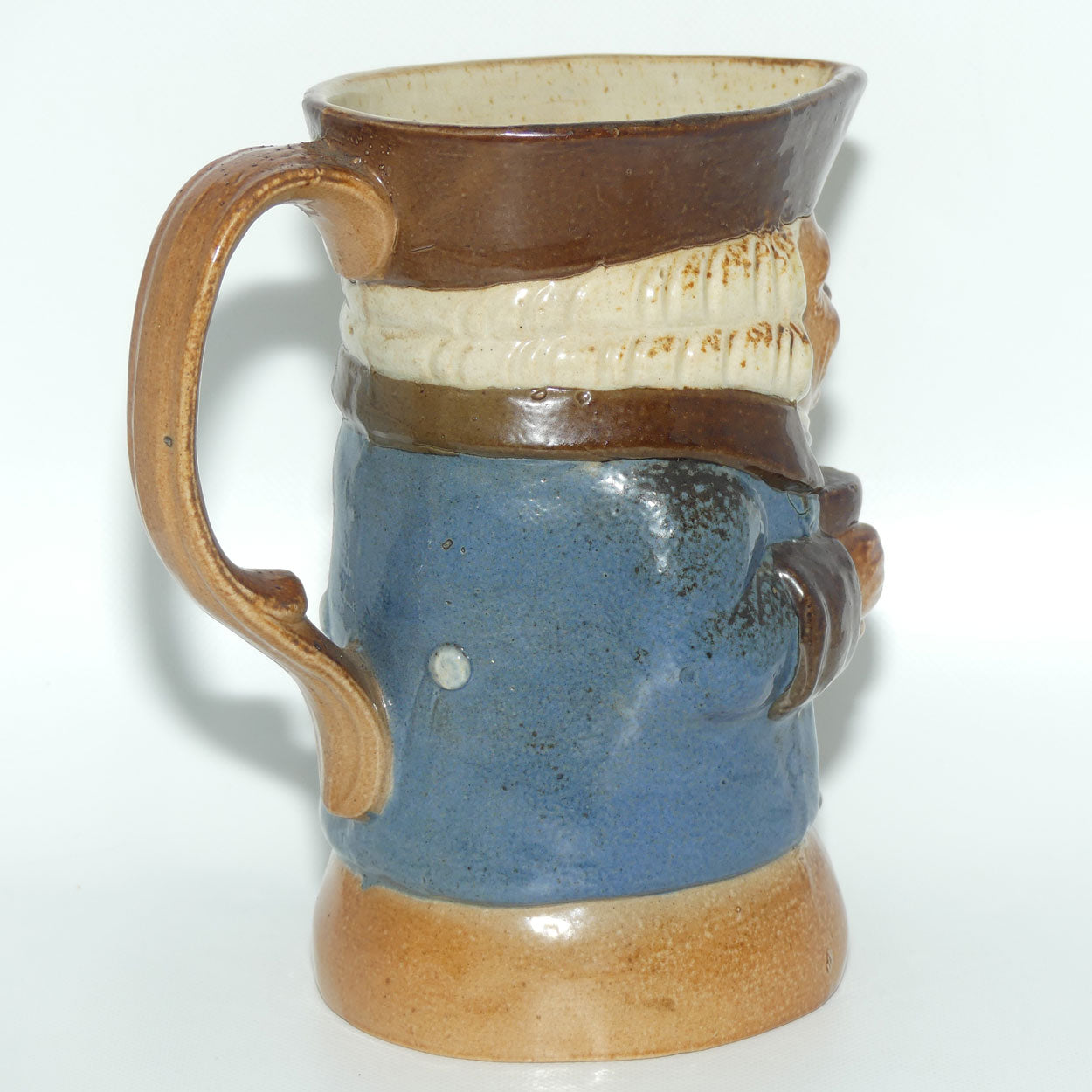 X8572 Royal Doulton Lambeth Harry Simeon The Standing Man Medium toby | Smiling Face, Brown Waistcoat, Blue Jacket