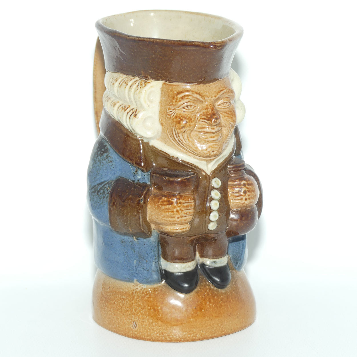 X8572 Royal Doulton Lambeth Harry Simeon The Standing Man Medium toby | Smiling Face, Brown Waistcoat, Blue Jacket