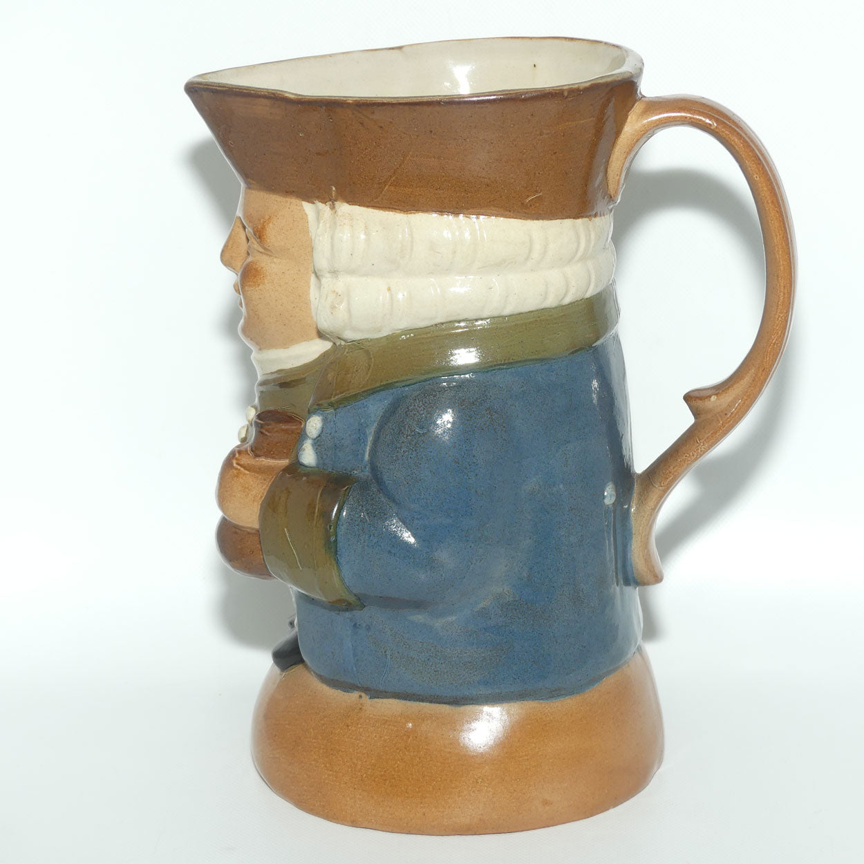 X8572 Royal Doulton Lambeth Harry Simeon The Standing Man Large Toby | Sombre Face, Green Waistcoat, Blue Jacket