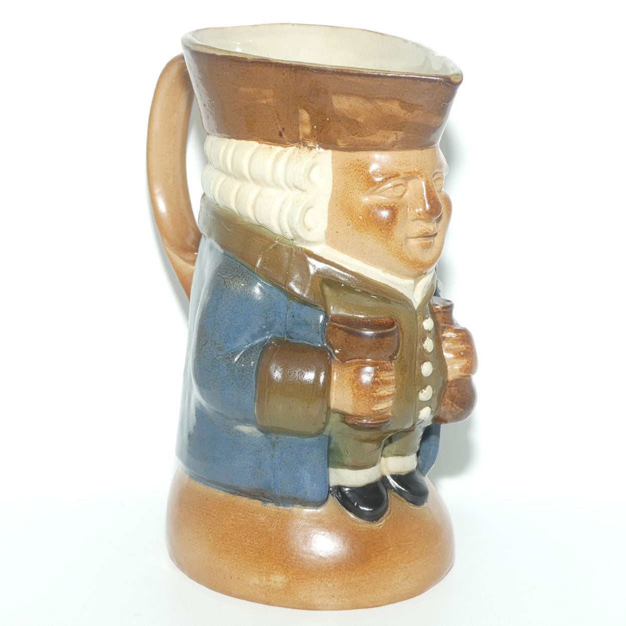 X8572 Royal Doulton Lambeth Harry Simeon The Standing Man Large Toby | Sombre Face, Green Waistcoat, Blue Jacket