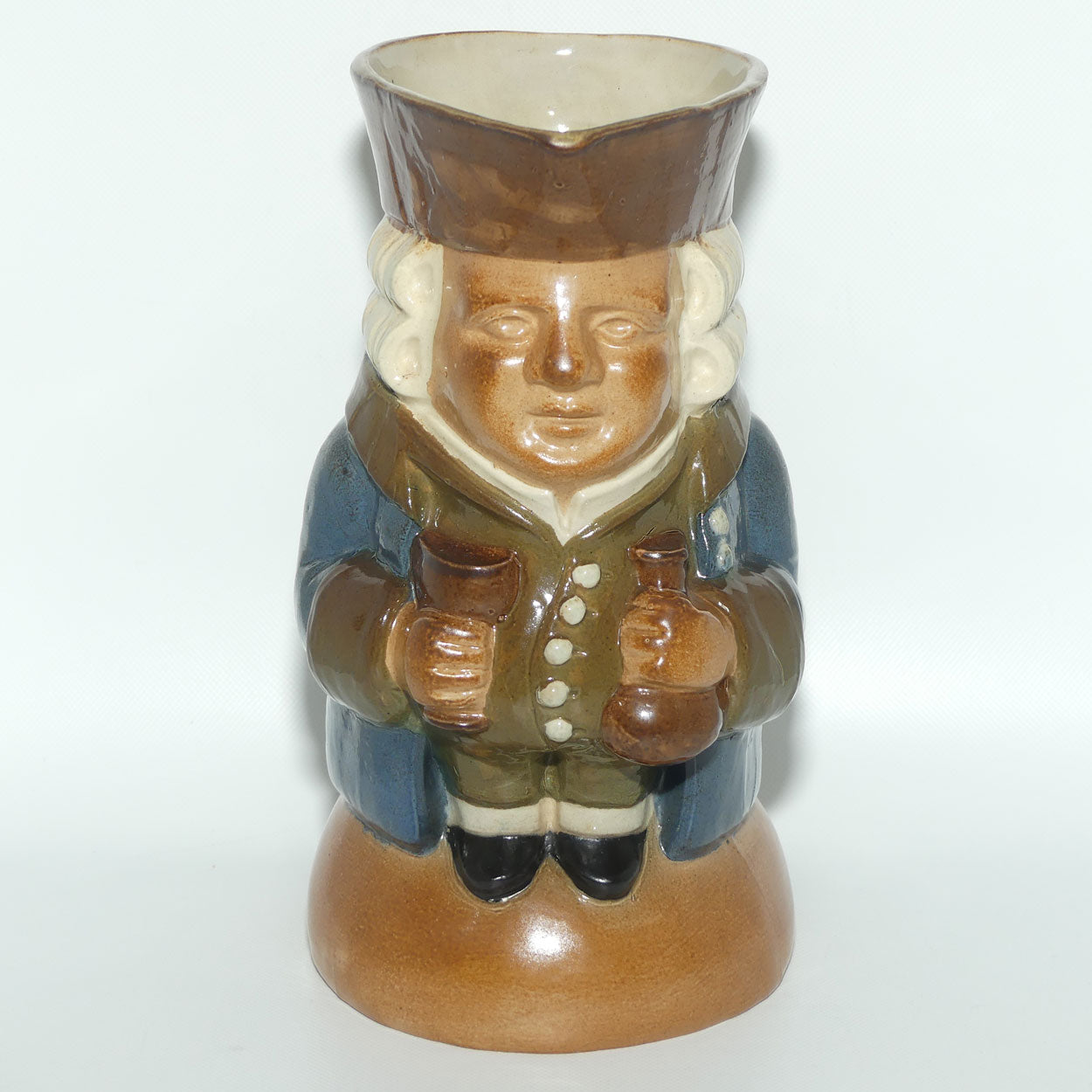 X8572 Royal Doulton Lambeth Harry Simeon The Standing Man Large Toby | Sombre Face, Green Waistcoat, Blue Jacket