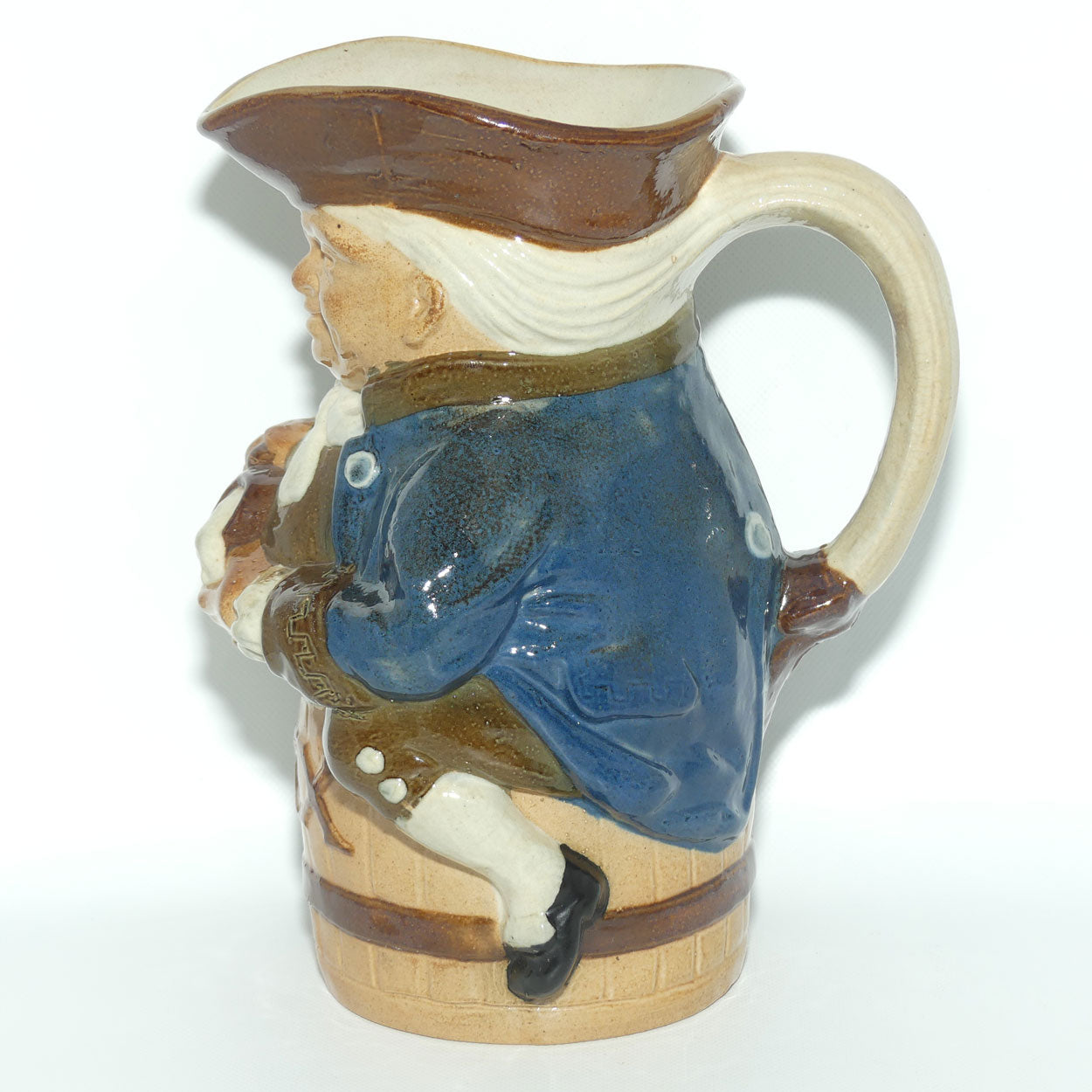X8590 Royal Doulton Lambeth Harry Simeon Toby XX Large toby | Hand holds jug of Ale | Blue Coat, Brown waistcoat, Brown Jug