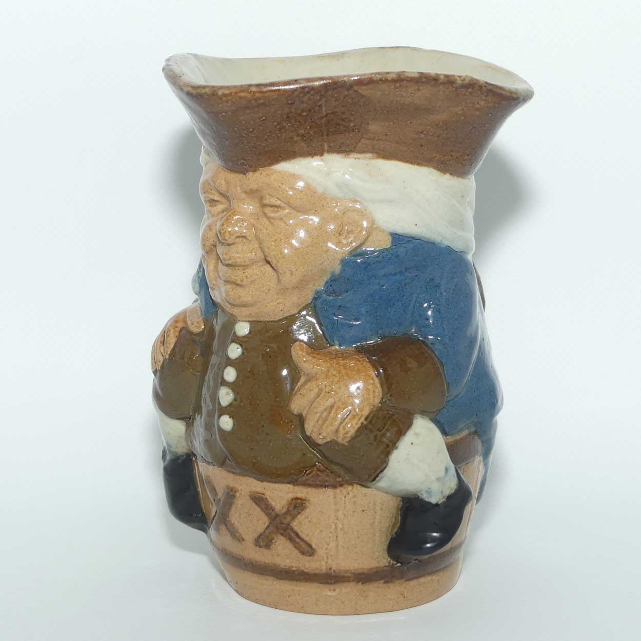X8591 Royal Doulton Lambeth Harry Simeon Toby XX beaker | Unrecorded Shape | Colourway 3 | Blue Jacket, Green Waistcoat and Breeches