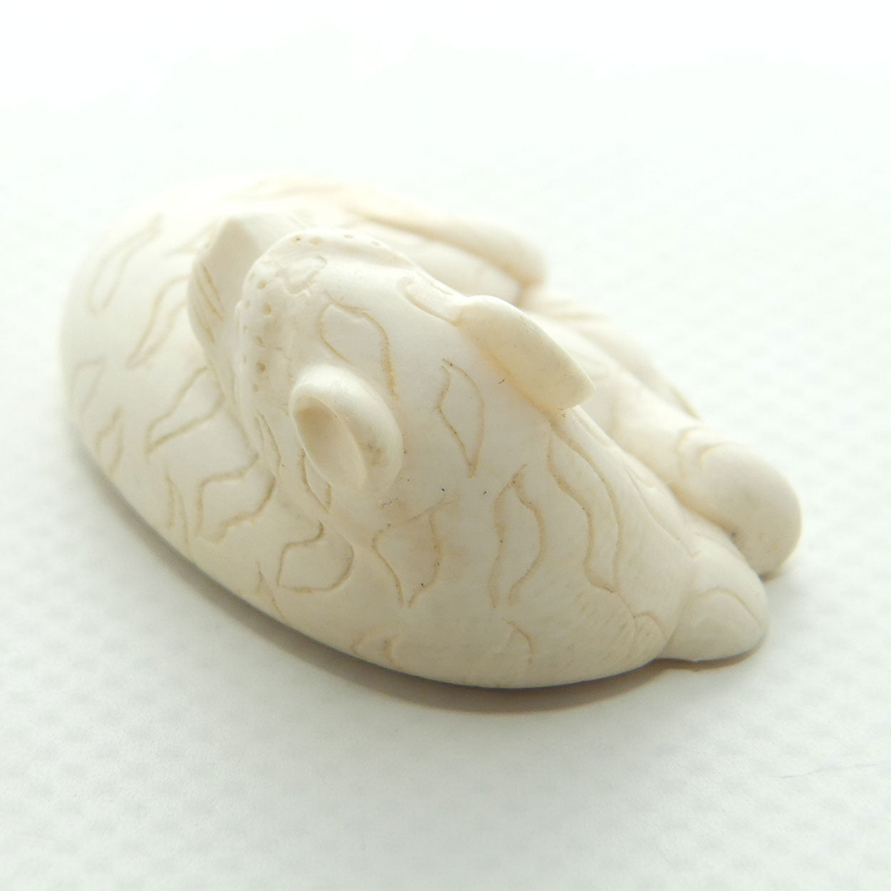 Japanese Carved Ivory miniature Okimono | Okuri Inu or Yama Inu