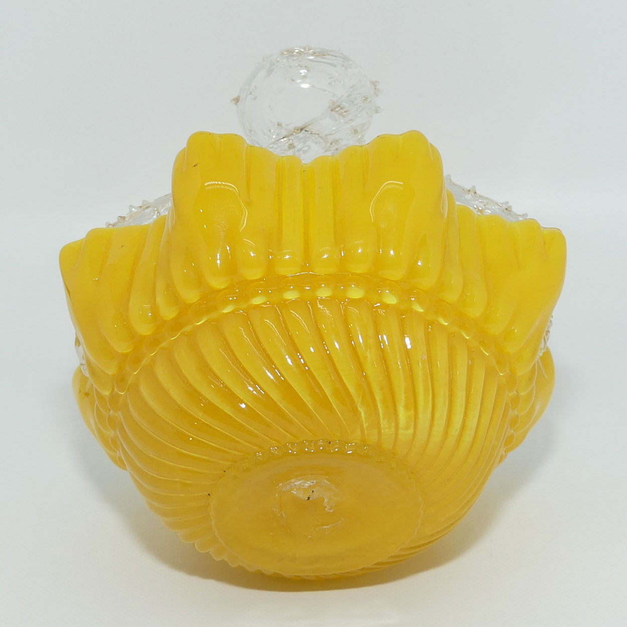 Buttercup Yellow Glass | Ribbed design | thorn handle basket
