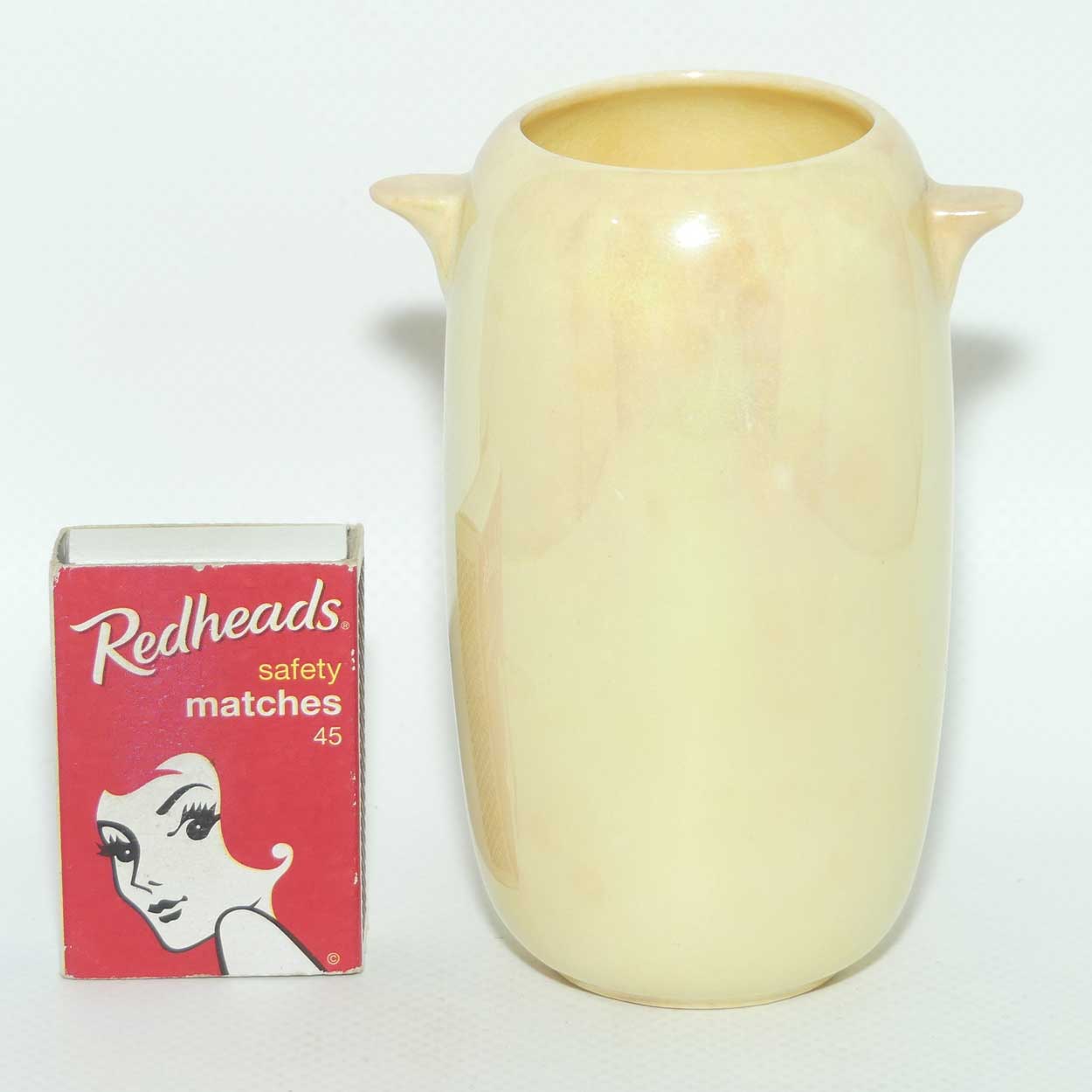 Royal Doulton Art Deco Yellow Lustre Glaze twin handle vase