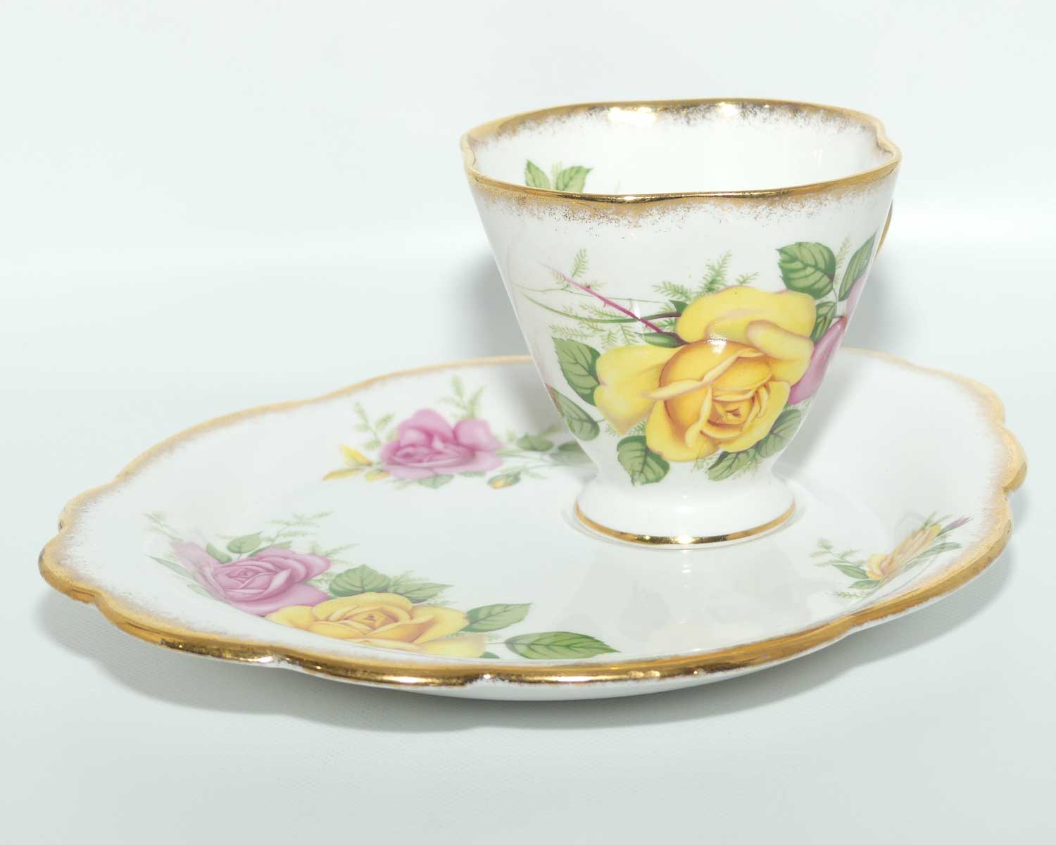 Windsor Bone China Yellow and Pink Roses Hostess duo