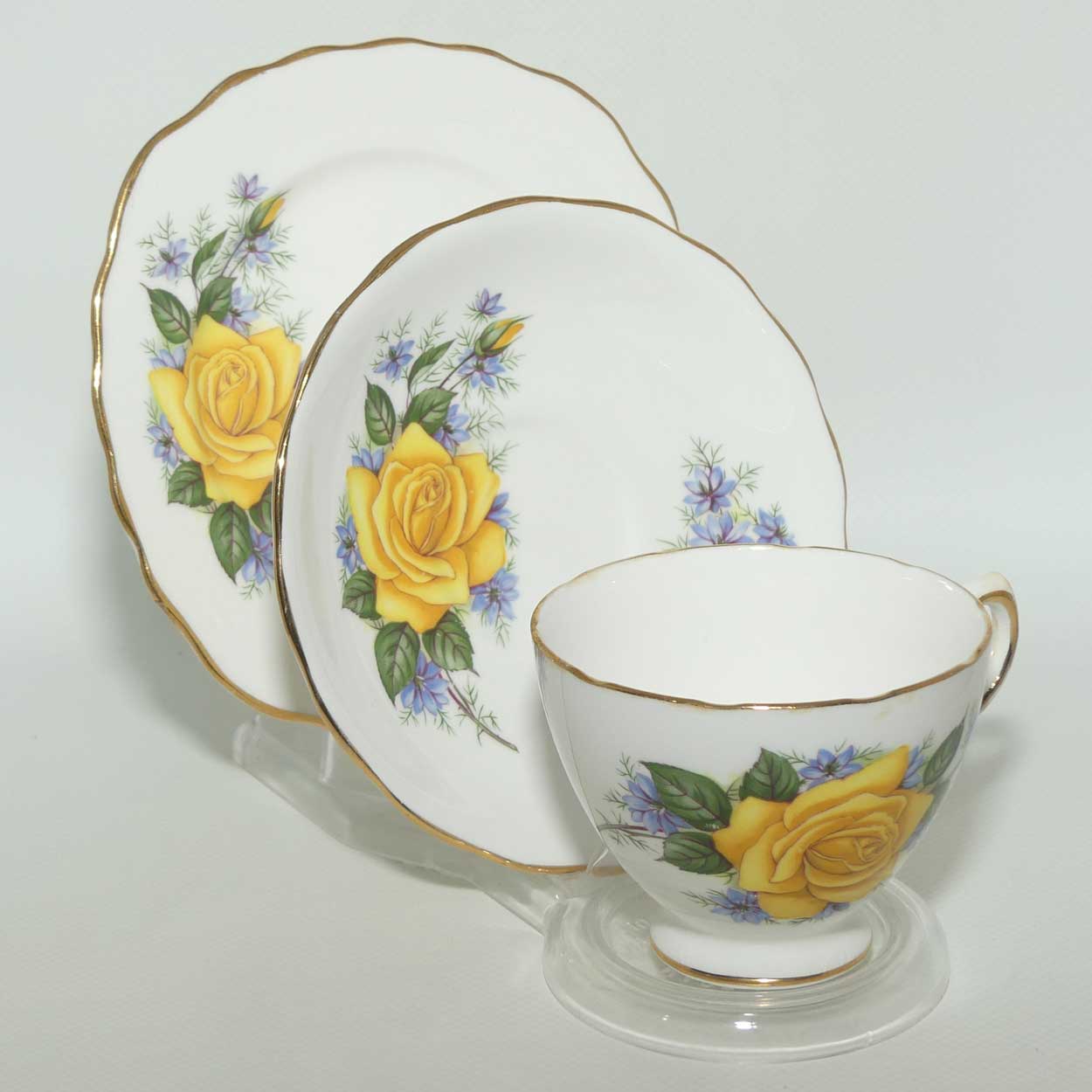 Royal Vale Bone China Yellow Rose trio