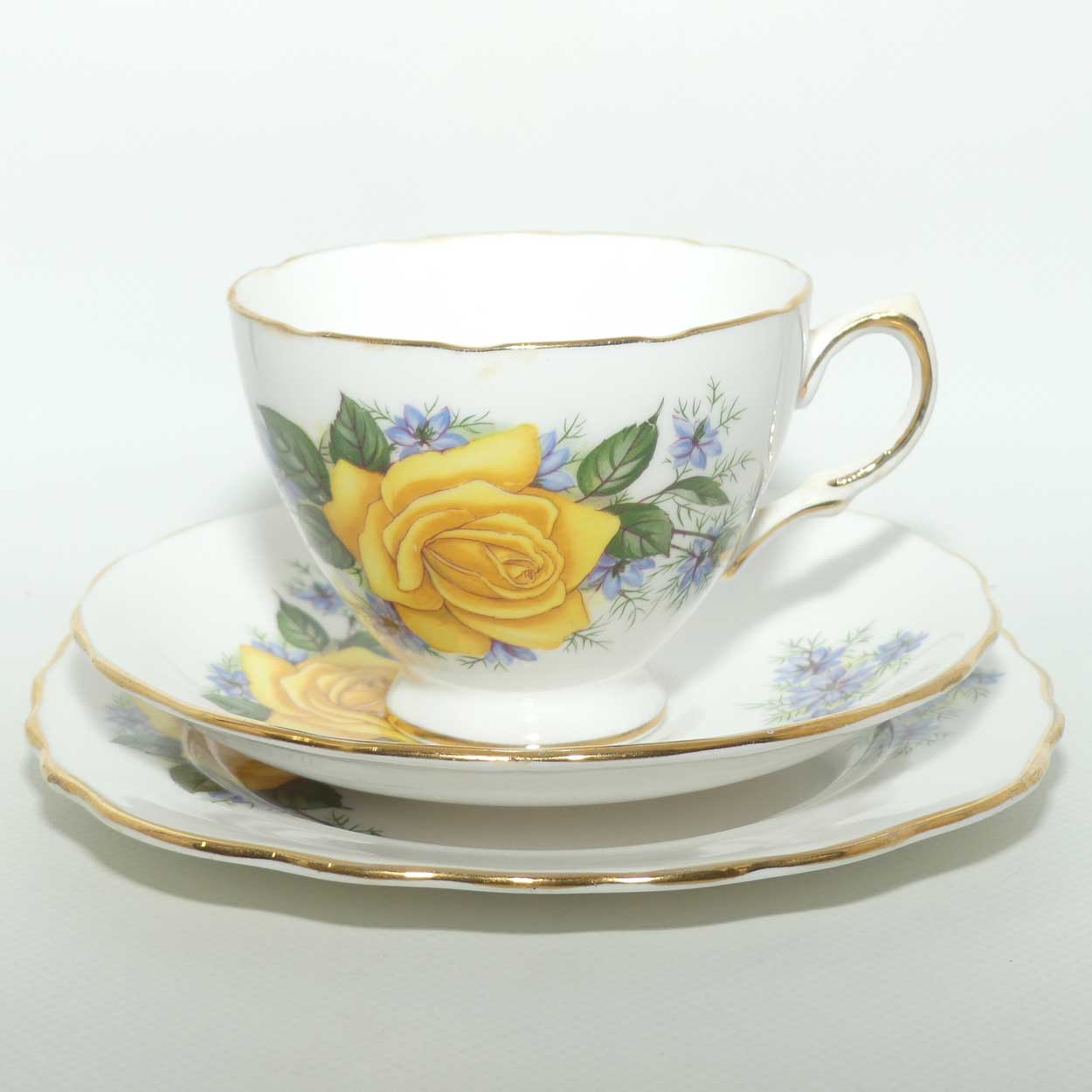 Royal Vale Bone China Yellow Rose trio