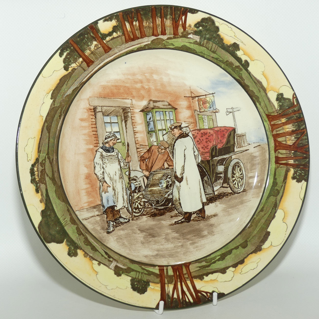 Royal Doulton Early Motoring plate D2406 Yokel and Motorist | Large
