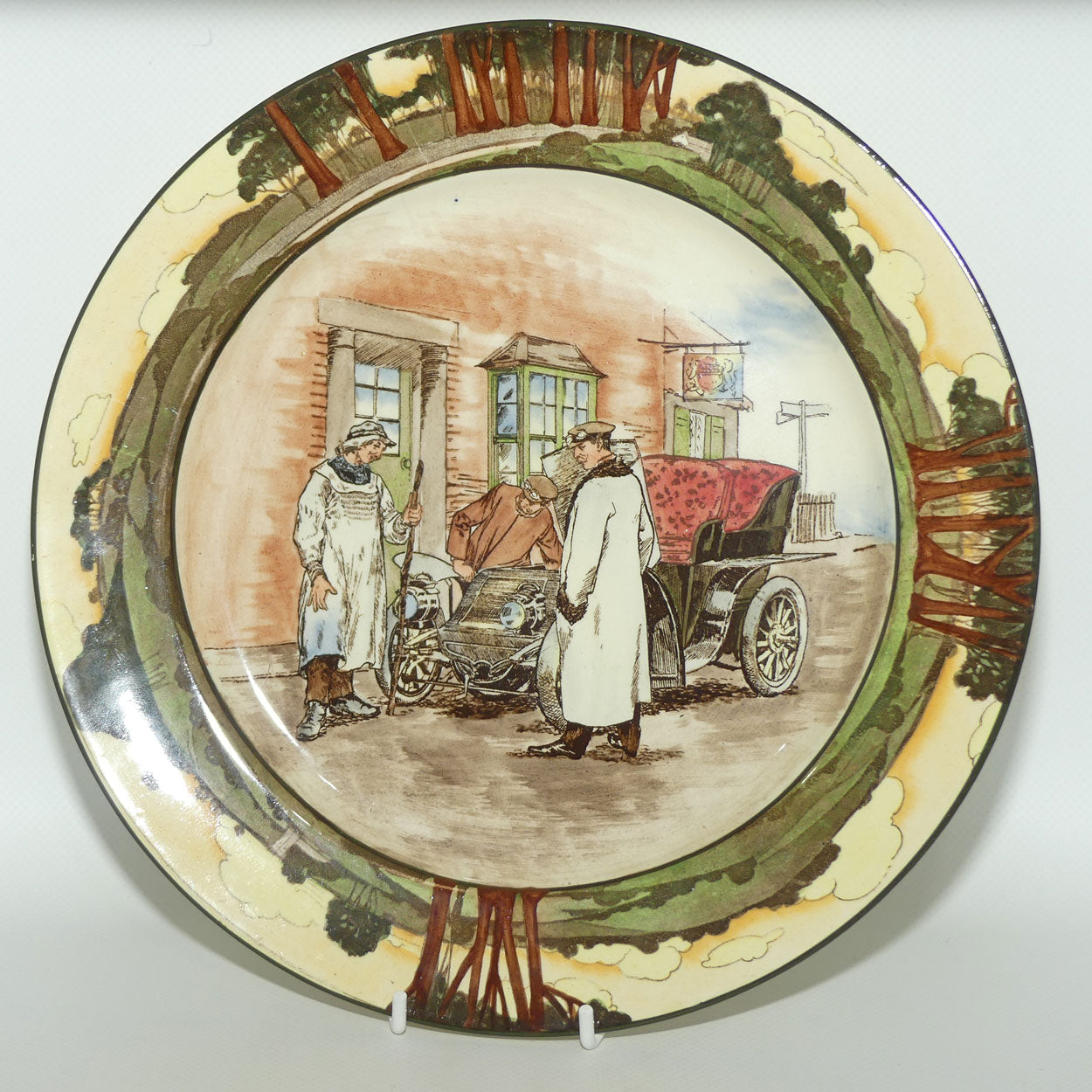 Royal Doulton Early Motoring plate D2406 Yokel and Motorist | Large