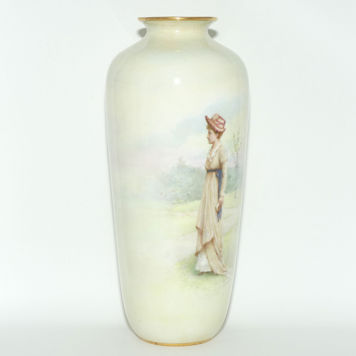 Doulton Burslem vase of a Young Woman signed S Alcock