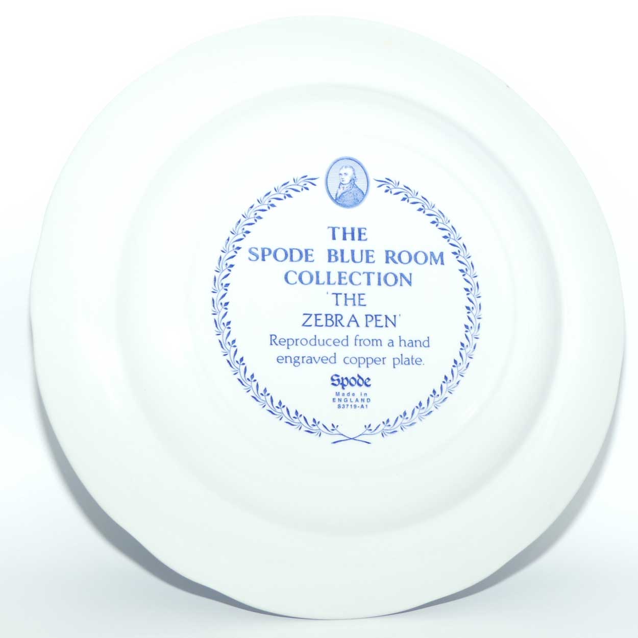 Spode Blue and White plate | The Zebra Pen | 26cm