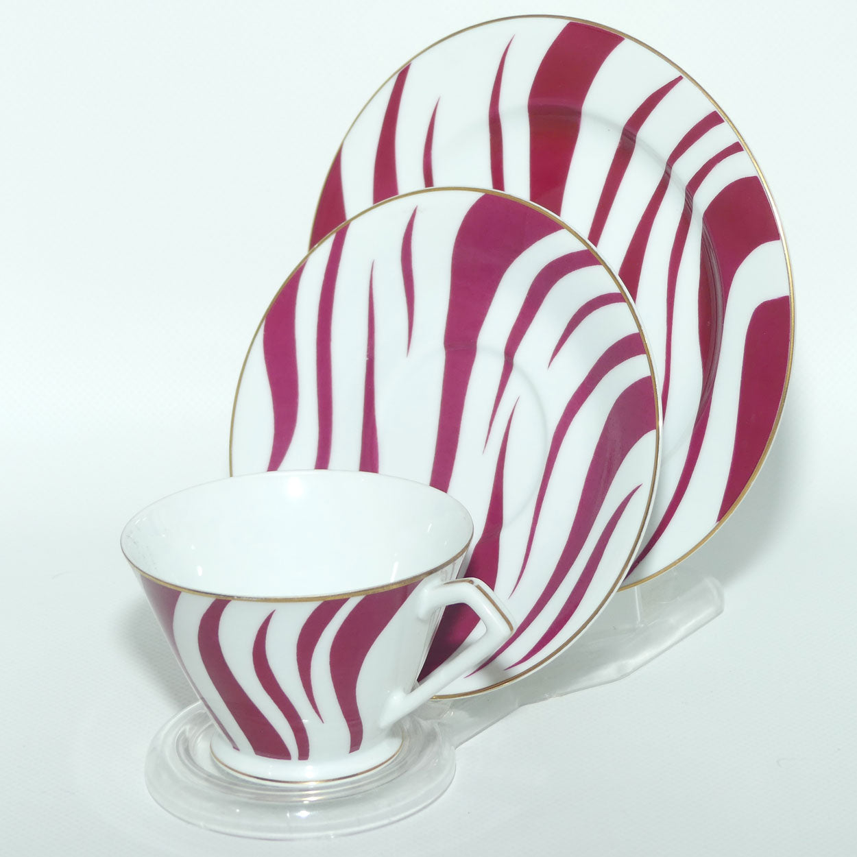 Vintage Retro Noritake Japan Zebra pattern trio | Cerise