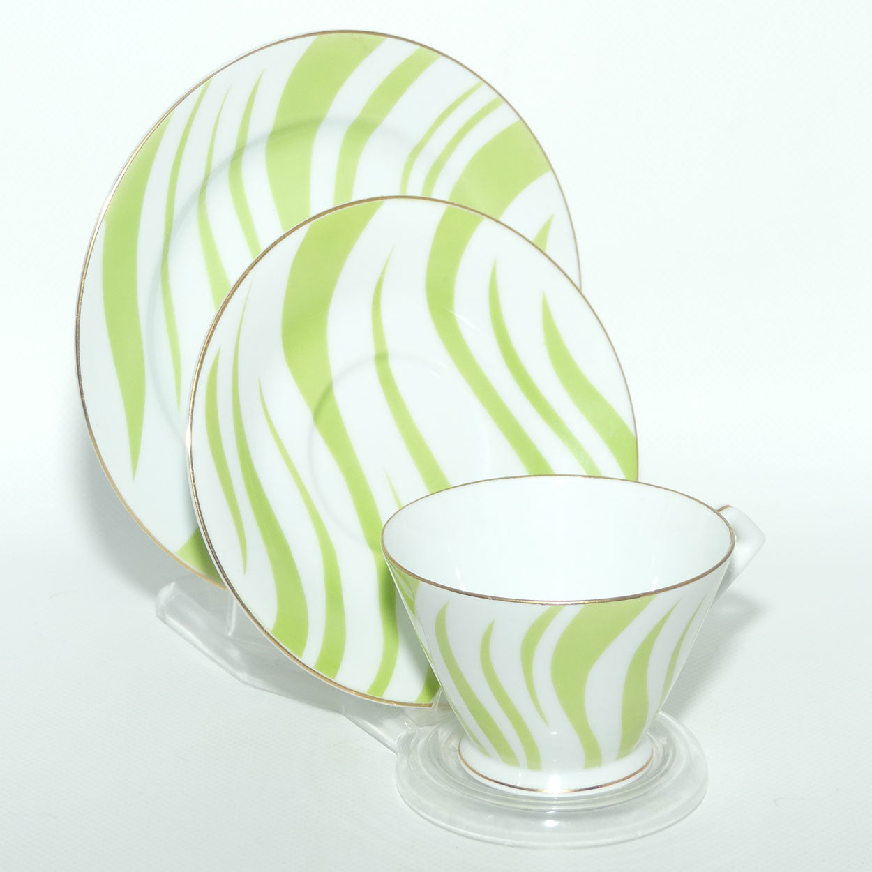 Vintage Retro Noritake Japan Zebra pattern trio | Lime