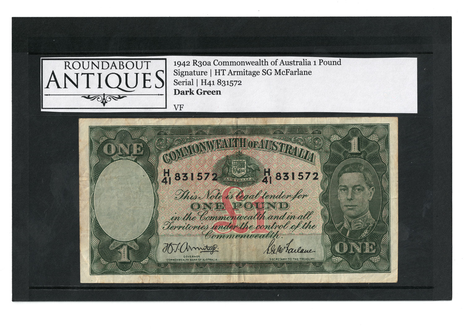 1942 R30a Commonwealth of Australia 1 Pound | Armitage McFarlane | H41 831572 | VF