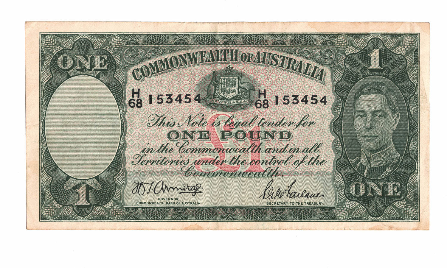 1942 R30a Commonwealth of Australia 1 Pound | Armitage McFarlane | H68 153454 | VF