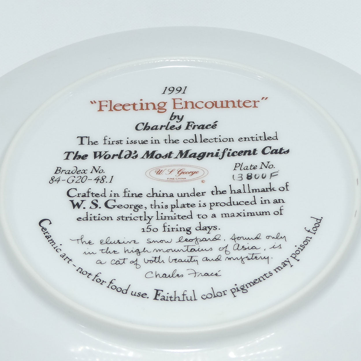 bradex-84-g20-48-1-plate-the-worlds-most-magnificent-cats-fleeting-encounter