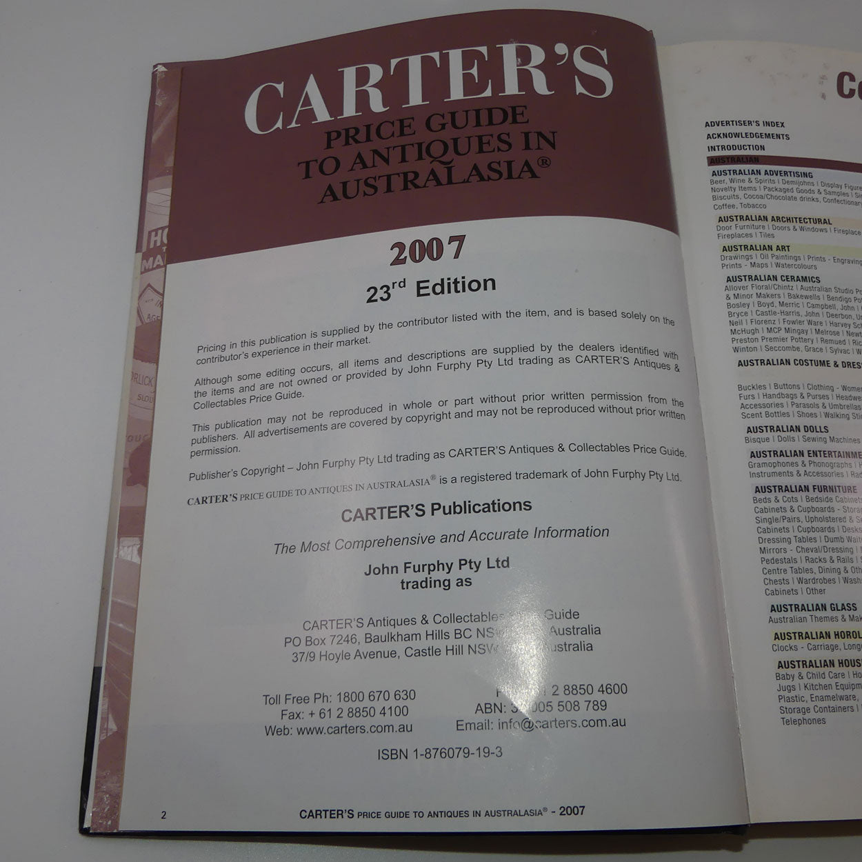 reference-book-carters-price-guide-to-antiques-in-australasia-2007-edition