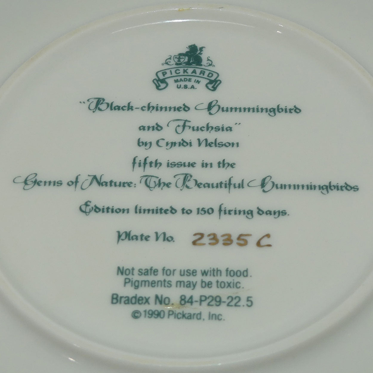 bradex-84-p29-22-5-plate-gems-of-nature-black-chinned-hummingbird-and-fuschia